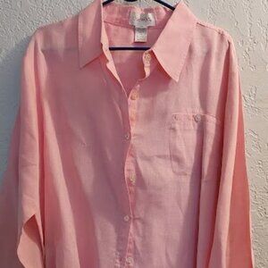 CHADWICKS 100% LINEN LONG SLEEVE BLOUSE